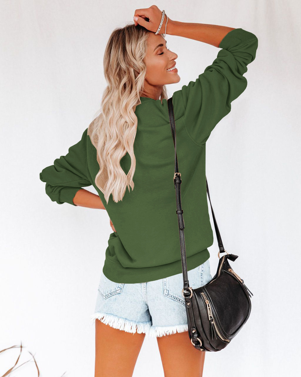 Round Neck Long Sleeve Pullover Sweatshirt nihaostyles clothing wholesale NSMDF81547