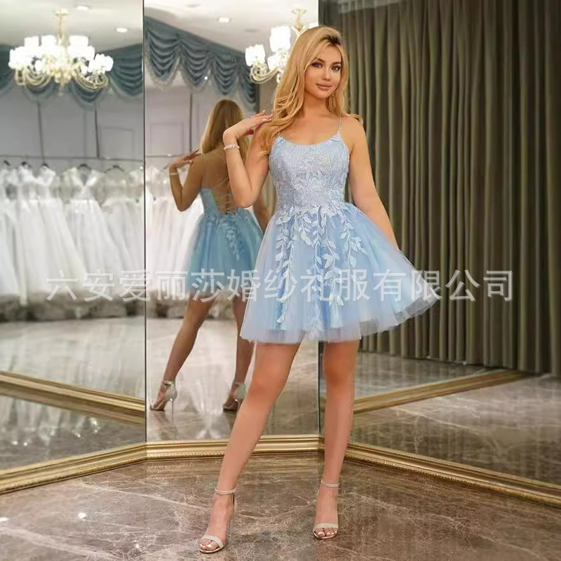 European and American Export Suspender Dress Prom Dress Short Lace Cocktail Dress Adult Ceremony Party Short Skirt