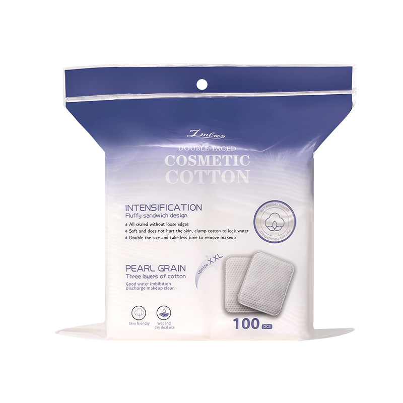 LMLTOP aumentó el algodón maquillaje de patrón de perlas, 100 piezas de algodón maquillaje de sándwich para la piel, suministro transfronterizo exclusivo de algodón SY465