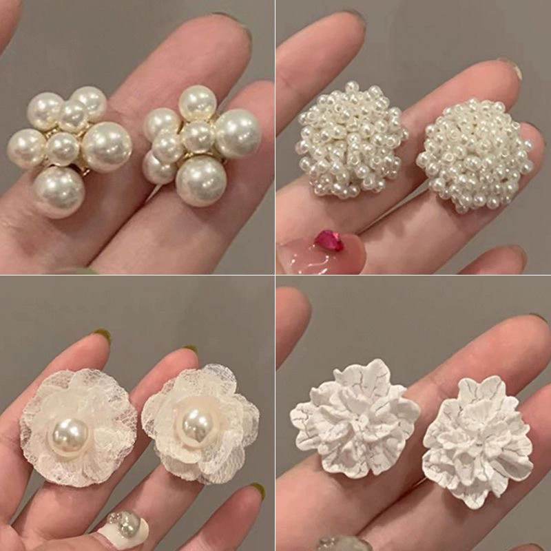 Серебряная игла из жемчуга, атмосферные модные серьги, цветочные, стиль лёгкого люкса, стиль высокого качества