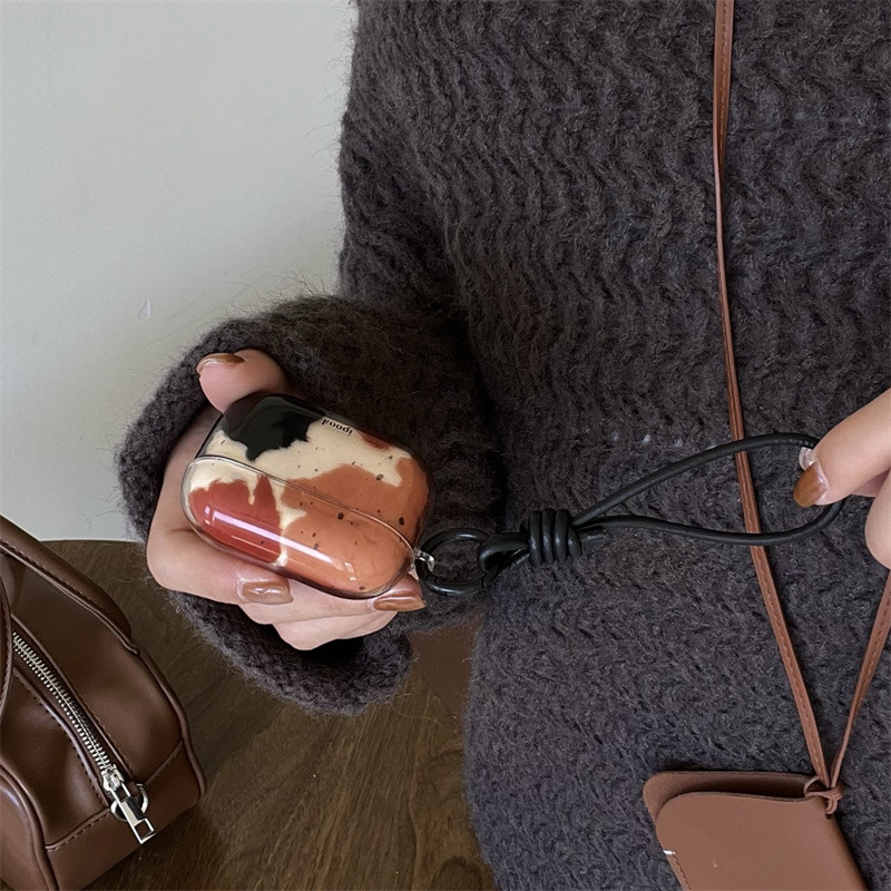 レトロ感黒茶色のブロックにインクをかけてAirpods4/3イヤホン保護ケース2pro二三世代の大衆潮を適用する|undefined