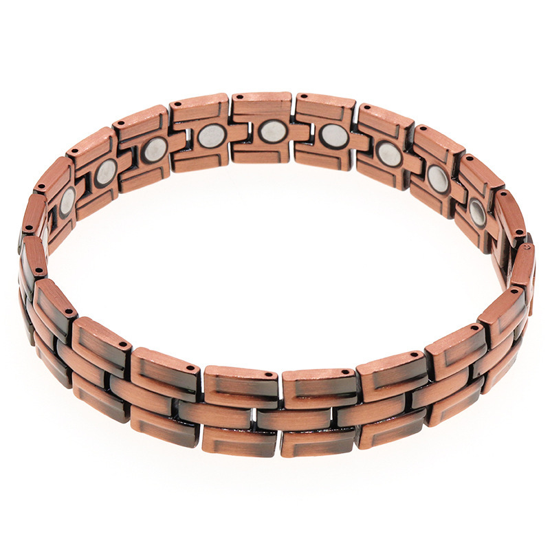 Amazon Energy Magnetic Therapy Men's Bracelet Health Accessory Vintage Cross Pattern Red Copper Bracelet Antique Copper Bangle
