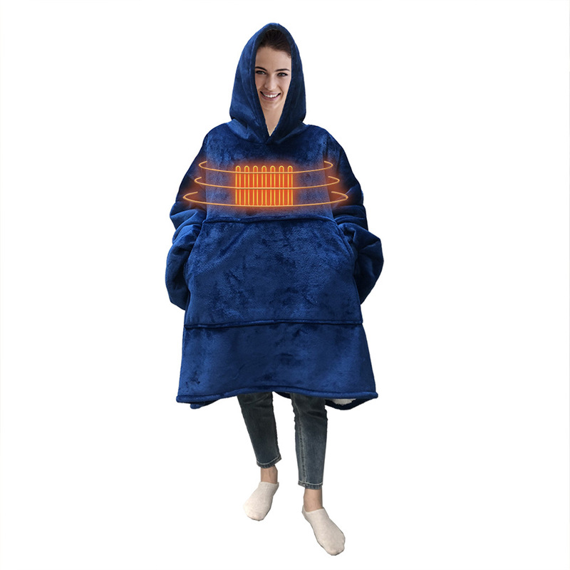 Amazon's Most Popular Customized Lazy Blanket Tv Blanket Tv Blanket with Heating Power Bank USB Interface Hooded Blanket