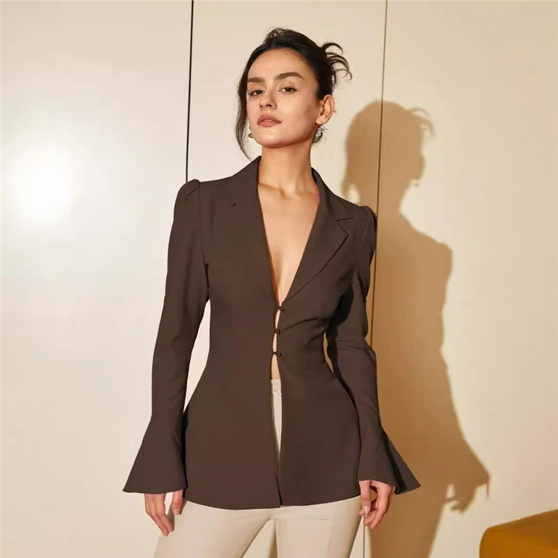 2025 cross-border Amazon suit jacket design sense waist small suit women's slim