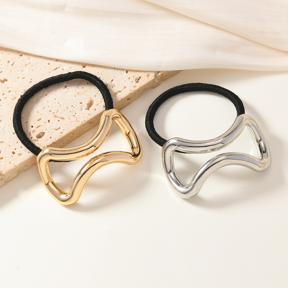 Nuevo anillo de cabello de metal en forma de 8, lujo ligero, nichos de alto nivel, cuerda de cabeza con lazo, cola de caballo, banda elástica alta, mujer