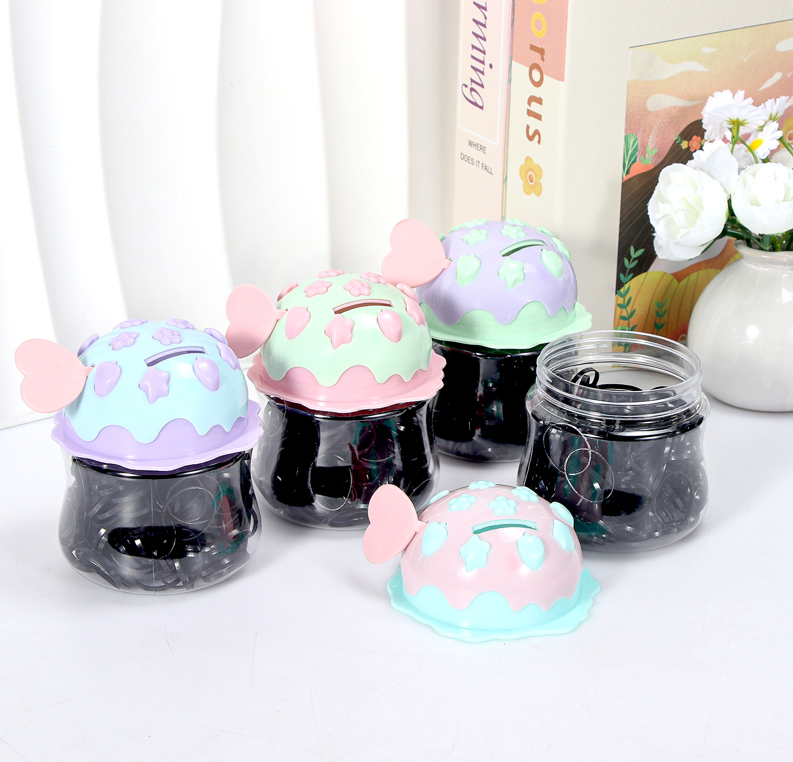 Banda de goma negra para niños, alto valor elástico, duradero, lazo para el cabello, no daña el cabello, anillo para el cabello de goma, accesorios para la cuerda para la cabeza, puesto