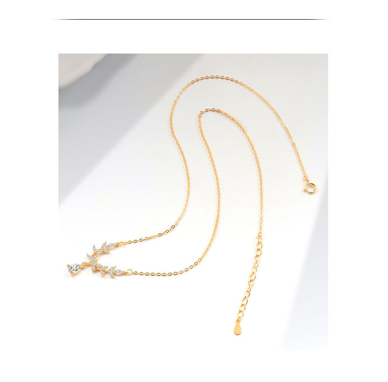 cable chain Chain Type 925 Sterling Silver Zircon Cable Chain Plating Grain Pendant Necklace