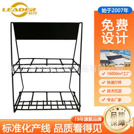 商场超市收银台桌面小商品展示架盲盒展示架公仔摆放架铁质带广告