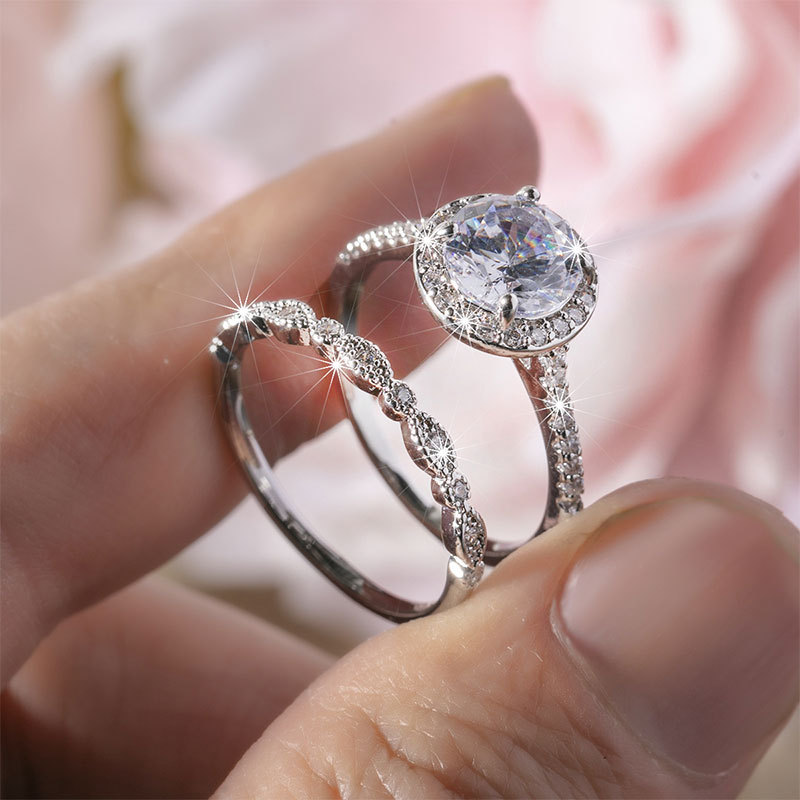 Cross-border New Pattern Diamond-encrusted Egg-shaped Zircon Ring European and American Women's Fashion Engagement Ring Jewelry Temperament Ring