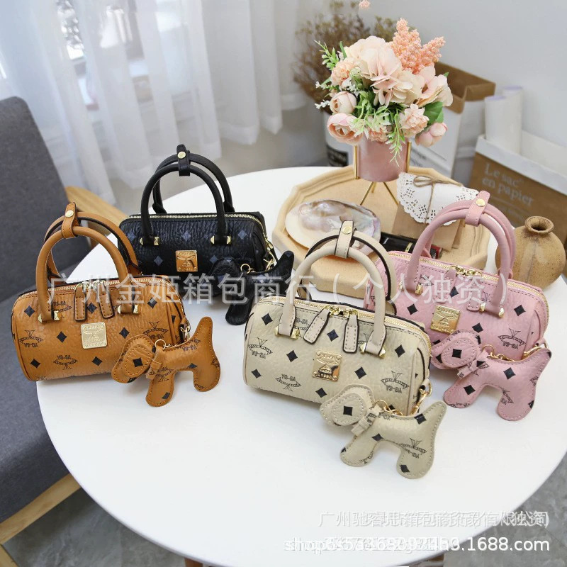 M Brand Pillow Bag Korean Style Printed Letter Boston Women's Handbag Crossbody Bag Mini Cylinder Bag M Brand Pillow Bag Korean Style Printed Letter Boston Women's Handbag Crossbody Bag Mini Cylinder Bag