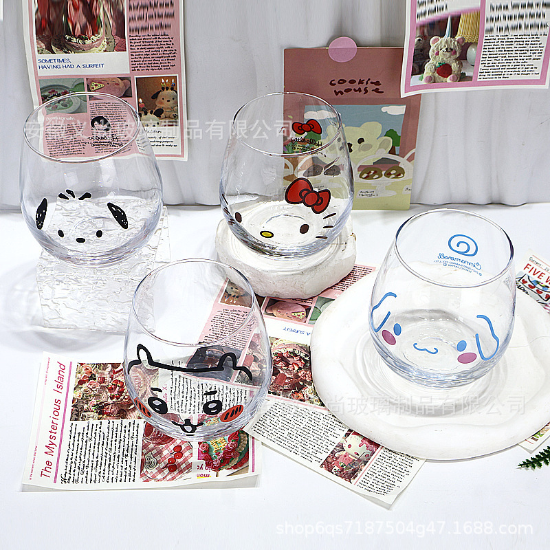 Cartoon cute big belly jade cinnamon dog melody glass cup home juice cup children's breakfast milk cup water cup