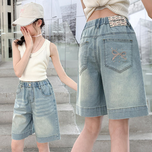 Tencel Girls Shorts Summer Style 2025 New Style Kidsren's Clothing Little Girl Summer Thin Kidsren's Summer Jeans