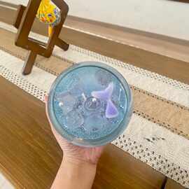 创意果冻蜡小圆球鱼尾玻璃杯造型香薰蜡烛批发家居摆件礼品礼物