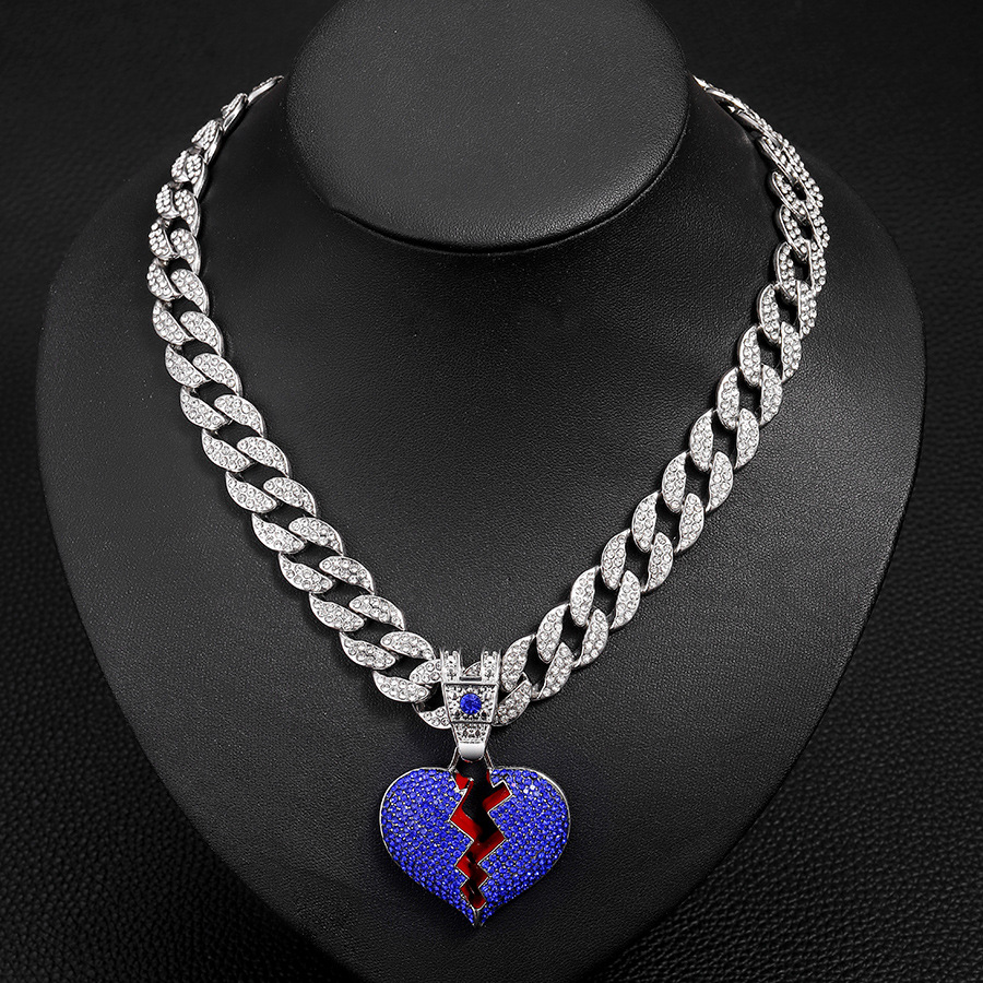 Collier pendentif cœur cuban link avec diamants de luxe_voghion.com