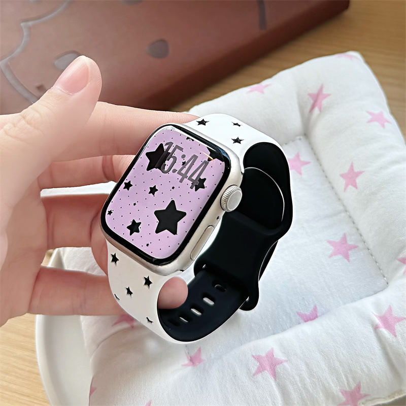 Two-color silicone sports strap suitable for Apple S10 watch S11 iwatch9 new applewatch876SE Two-color silicone sports strap suitable for Apple S10 watch S11 iwatch9 new applewatch876SE