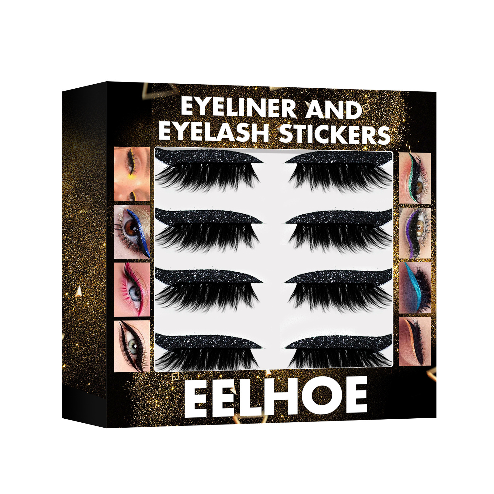 EELHOE glitter eyeliner glue free self-adhesive shadow false curling eyelash eye makeup paste_voghion.com