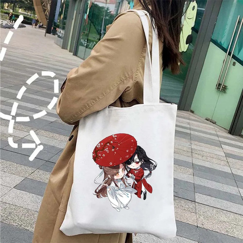 Tian Guan Ci Fu: Heaven's Blessing Anime Canvas Bag Shopping Tote with Hua Cheng Xie Lian Ghost King Umbrella Design