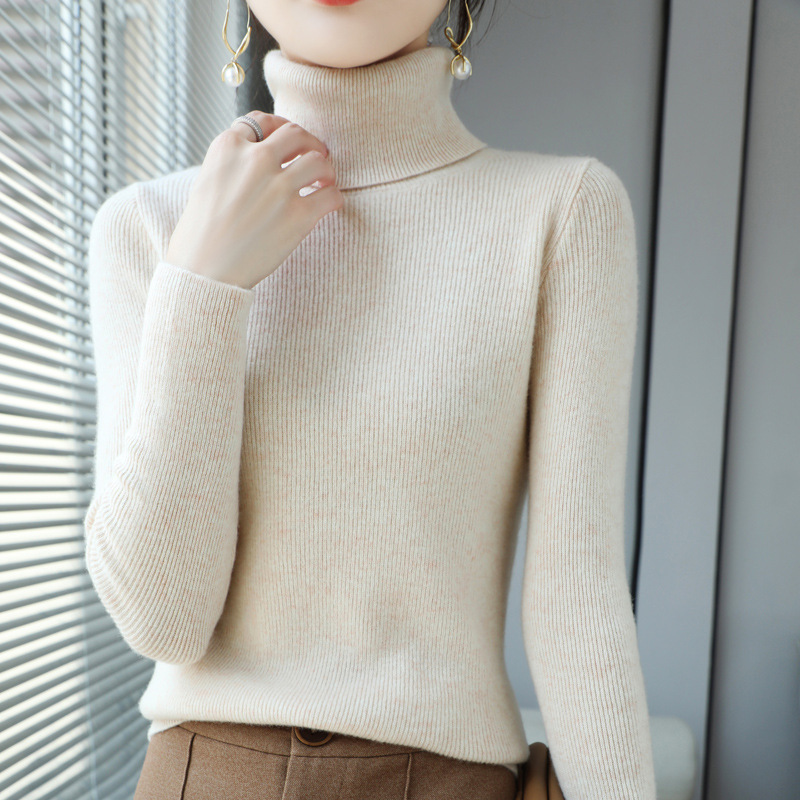Inner Slim-fit Sweater Sheep Pure Wool Sweater Women's 202 Fleece Base Sweater 2 Autumn and Winter New High Neck Short Inner Slim-fit Sweater Sheep Pure Wool Sweater Women's 202 Fleece Base Sweater 2 Autumn and Winter New High Neck Short