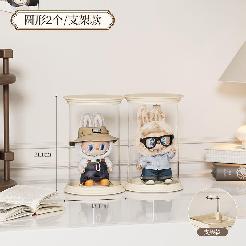 罗马柱盲盒收纳展示架单个labubu搪胶娃娃手办透明防尘展示柜盒子|undefined