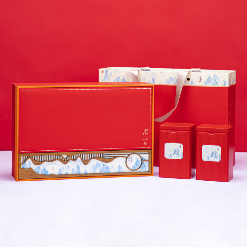 茶叶包装盒空盒春节送礼红茶绿茶二合一金骏眉正山小种铁罐礼品盒