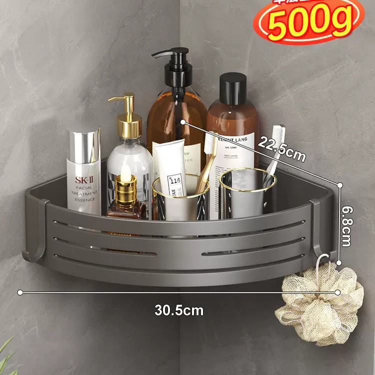 Pistola gris espacio de aluminio baño rack ponche-libre baño pared colgante triángulo cesta baño rack de una sola capa mayor