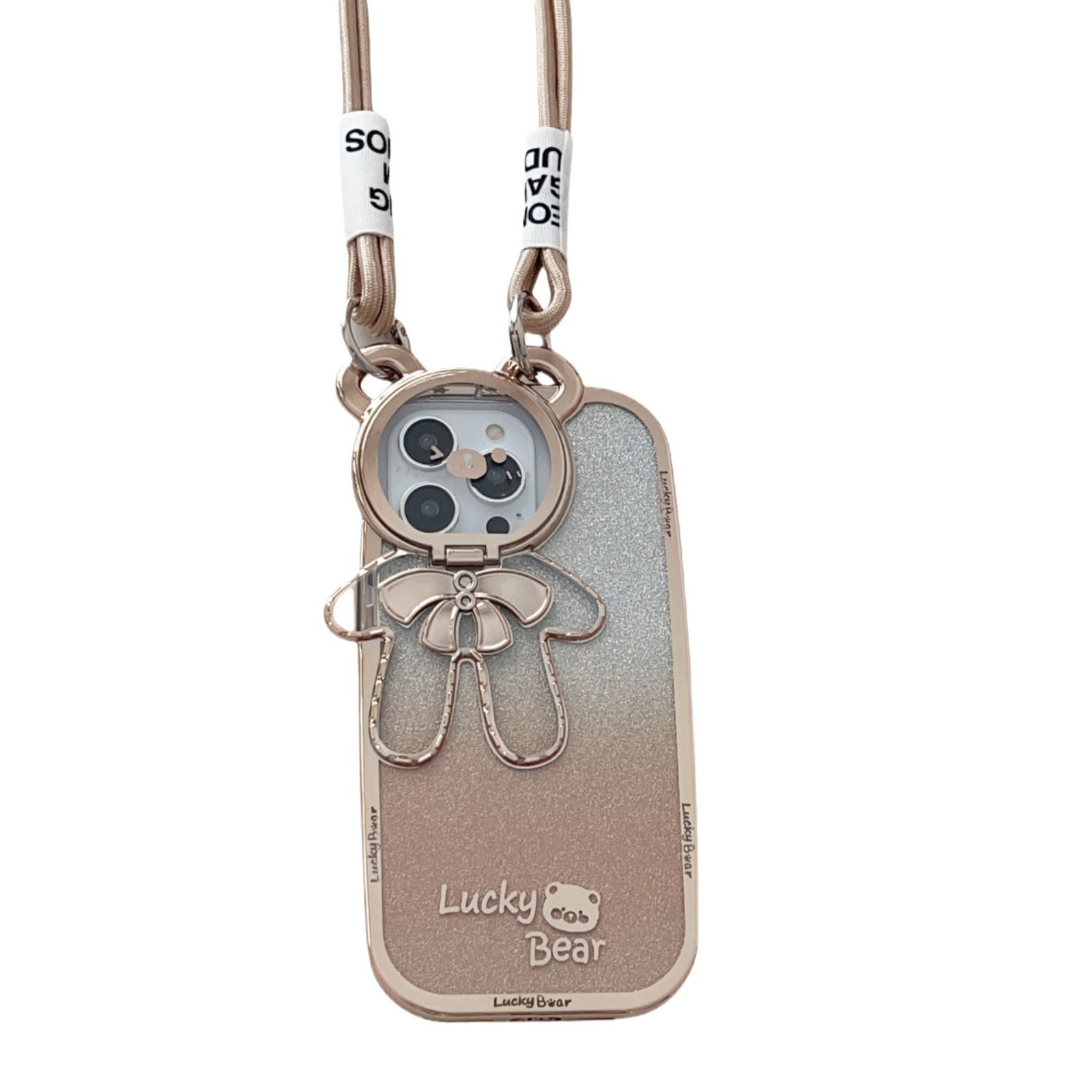 Glitter Teddy Bear Crossbody Phone Case For Iphone 15 And Iphone 14_voghion.com