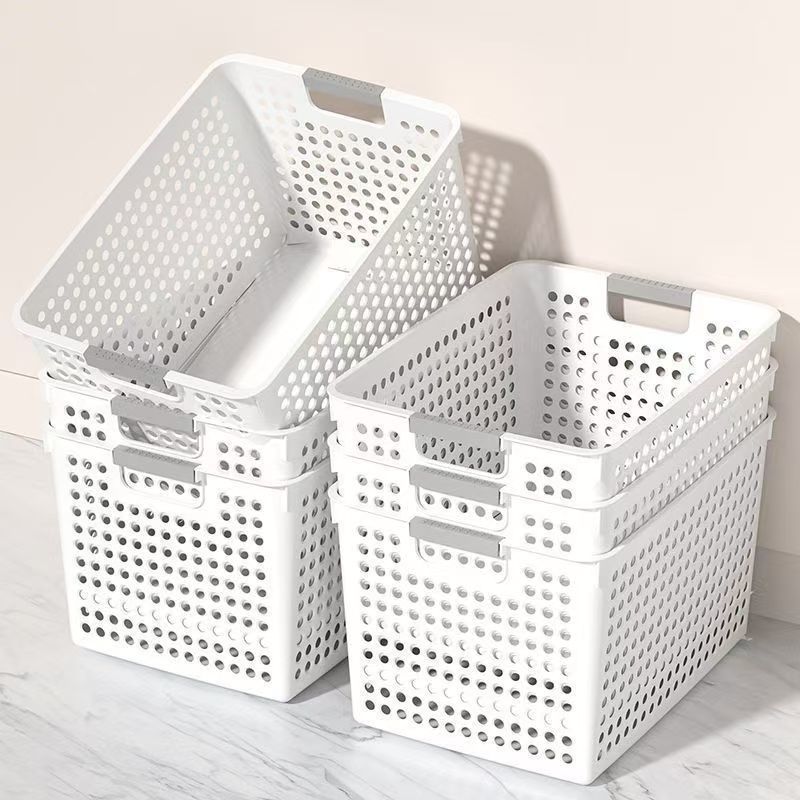デスクトップ透かし彫り収納ケース家庭用スナック玩具プラスチック収納バスケット日本式収納バスケット寮キッチン収納バスケット|undefined