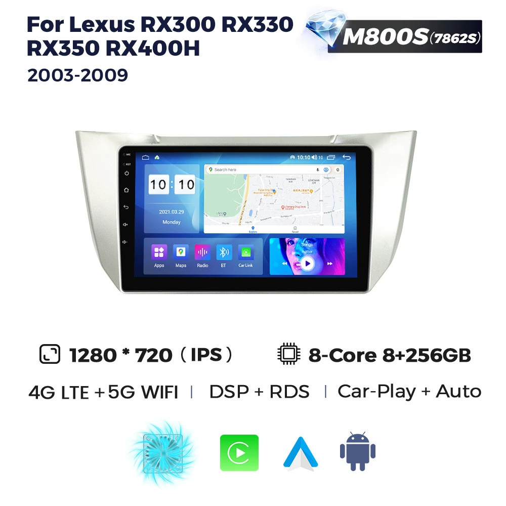 Подходит для Lexus RX S RX300 2003–2009, Android крупный экран, мультимедиа центральной консоли, навигация, радио, 8+256