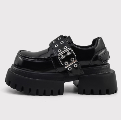 Niche Thick-Soled Punk Rivet Derby Shoes for Men, High-End Velcro Leather Shoes, Cowhide Versatile Business Casual Shoes