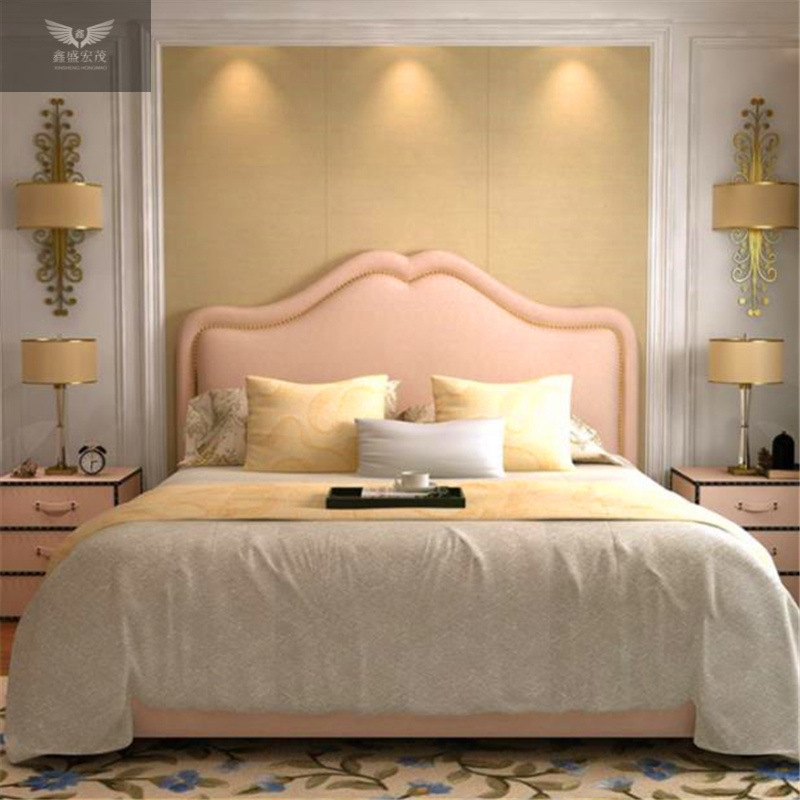 Cama de boda moderna y simple para adolescentes en línea Cama de tela doble de lujo ligera americana Dormitorio principal Cama de tela de tecnología