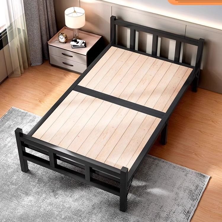 Steel-Wood Folding Bed, Single Bed for Home Use, Adult Nap Bed, Simple Bed, Double Bed, 1.2m Dormitory Rental Room Iron Bed Steel-Wood Folding Bed, Single Bed for Home Use, Adult Nap Bed, Simple Bed, Double Bed, 1.2m Dormitory Rental Room Iron Bed
