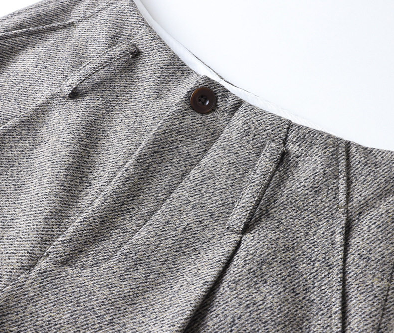 Quần tây nữ ống rộng cạp cao chất liệu len pha polyester, màu trơn, dáng rủ tôn dáng, giữ ấm — Màu ảnh chi tiết 14