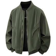 跨境美式夹克男春秋季新款韩版宽松百搭外套男大码潮牌休闲棒球服