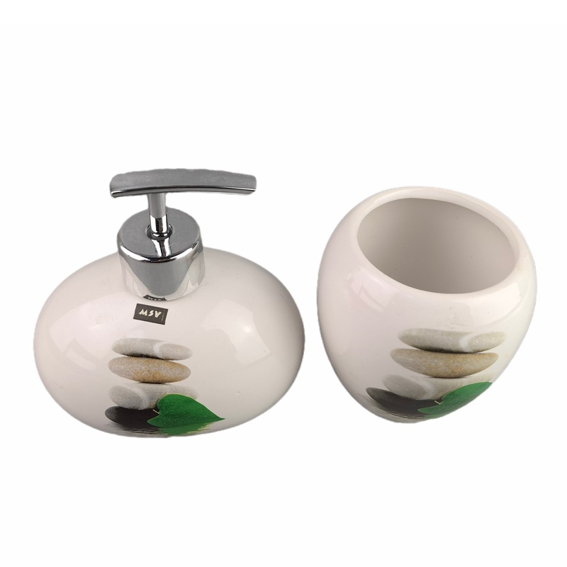 Baños de cerámica para niños animales marinos cepillo de dientes taza de enjuague bucal botella de emulsión sanitario fresco set de 4 piezas