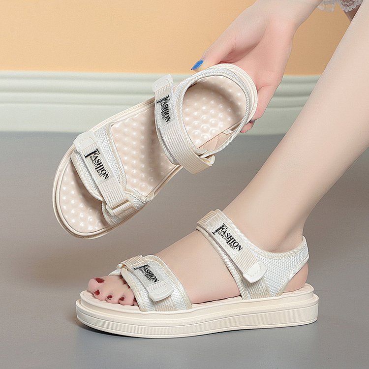 Velcro sandalias de playa romanas para mujeres 2025 verano nuevo masaje madre antideslizante sandalias de playa suaves