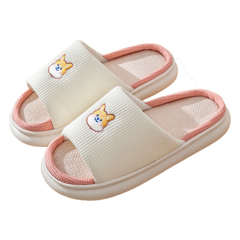 Zapatillas de lino mujeres primavera y otoño cuatro estaciones interior hogar algodón y lino pisando mierda fondo grueso hogar hogar antideslizante verano hombres al por mayor