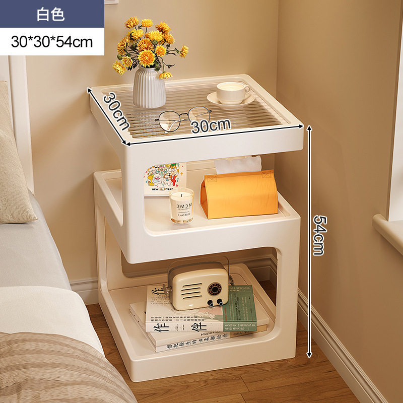 Mesita de noche de madera maciza con lámpara, estante de cabecera, apartamento pequeño moderno y simple, armario de almacenamiento de cabecera muy estrecho creativo