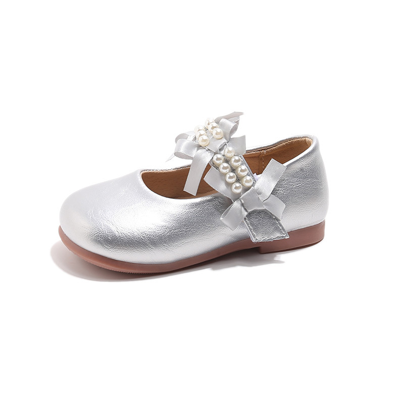 Zapatos de cuero para niñas 2025 nuevos zapatos de princesa con lazo de perlas para niños zapatos individuales de rendimiento para niñas zapatos Mary Jane de suela suave image 6