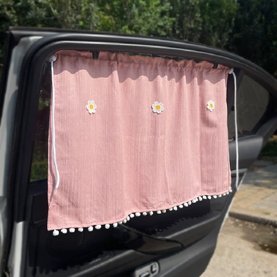 Car curtains — privacy sunshades, privacy and sun protection - huiqi-hot-seller-three-little-flowers-2-piece-set-mega-discount-sale-rose-red
