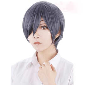 厂家直销黑执事cosplay发型动漫灰色短发义乌时尚假发夏尔cos头套