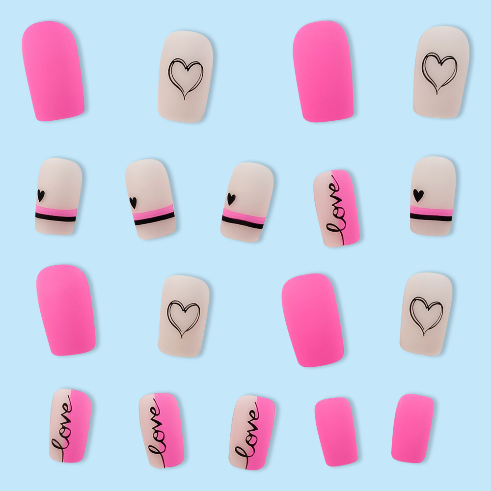 Venta caliente transfronteriza niña Barbie manicura en polvo dulce amor uñas de vestir 24 piezas parche de uñas terminado