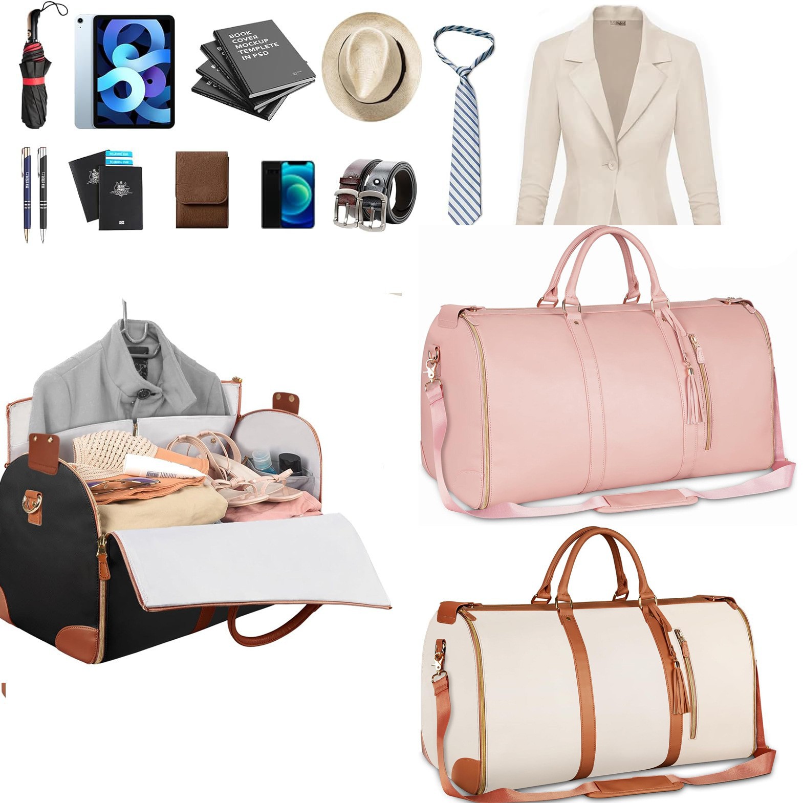Hot-Selling New Amazon Travel Convenient Carry-On Clothing Bag Large Pu Leather Luggage Bag Women's Fashion Bag