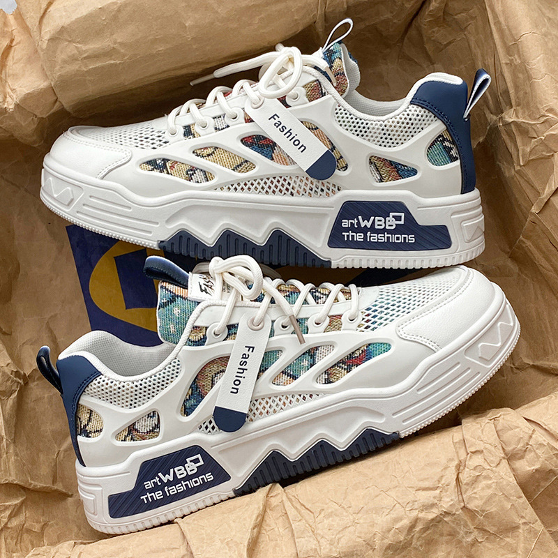 Zapatos de skate para hombres primavera 2026 nuevos zapatos de malla transpirables deportivos casuales de moda juvenil zapatos blancos para hombres