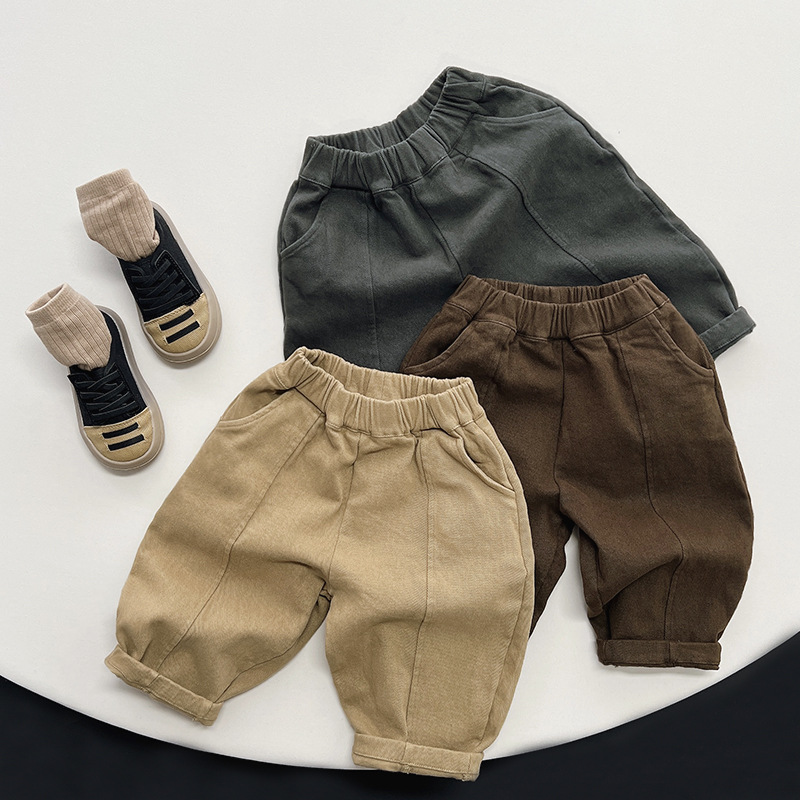 Children's velvet demi-season Japanese trousers for men and women…