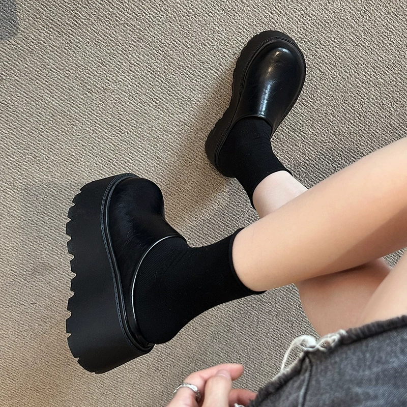 Slippers platform, universal high footwear, genuine leather, 2025 years, trend of season, for teenagers