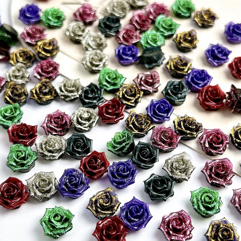 New Velvet Soft Flower Nail Art Jewelry Colorfulful Fine Glitter Rose Luminous DIY Nail Hairpin Accessories Wholesale