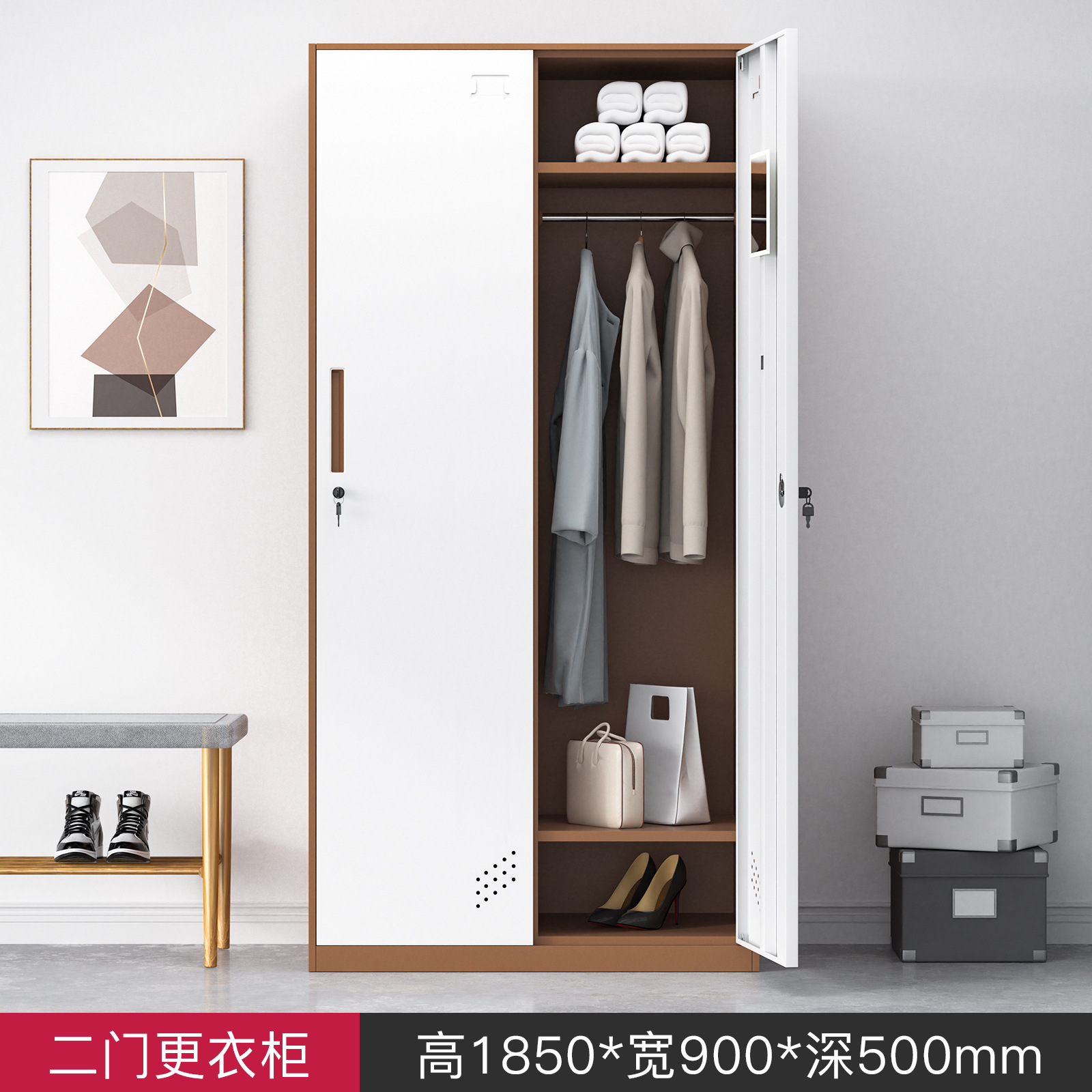 Armario de acero de borde estrecho color de dormitorio de personal armario de almacenamiento grueso baño gimnasio con cerradura cajón de armario