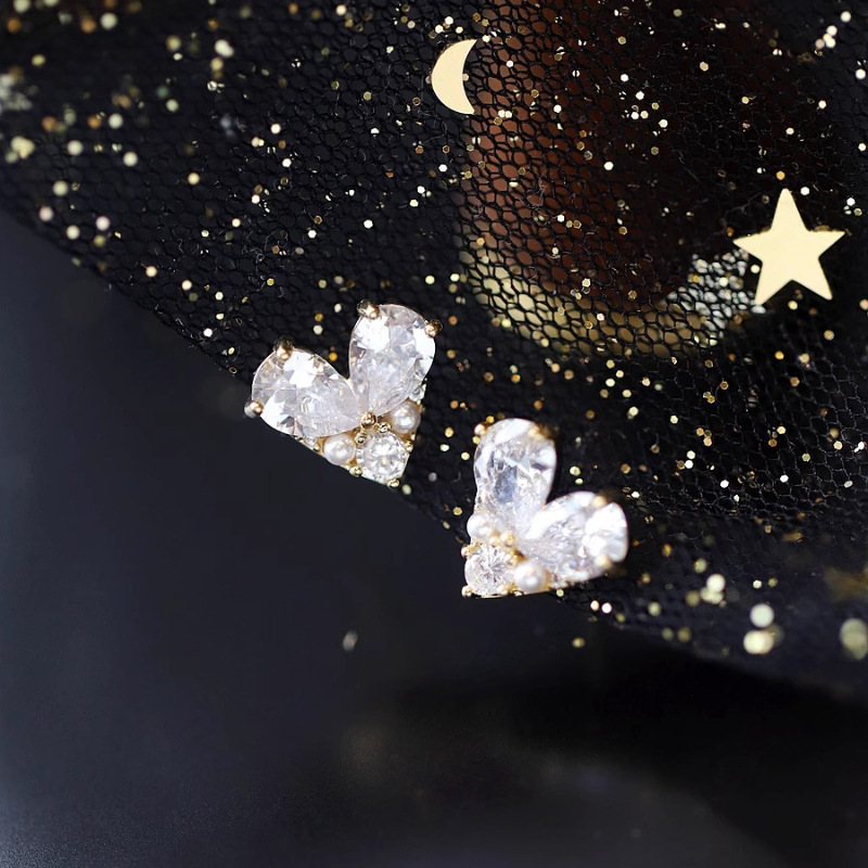 Pendientes de botón con circonitas y perlas joyas para mujer_voghion.com