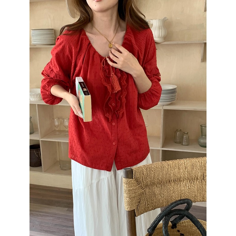 3Th Morning Lazy Vacation Style Southern French Tea Break Gentle Lace Shirt Zy4121 3Th Morning Lazy Vacation Style Southern French Tea Break Gentle Lace Shirt Zy4121