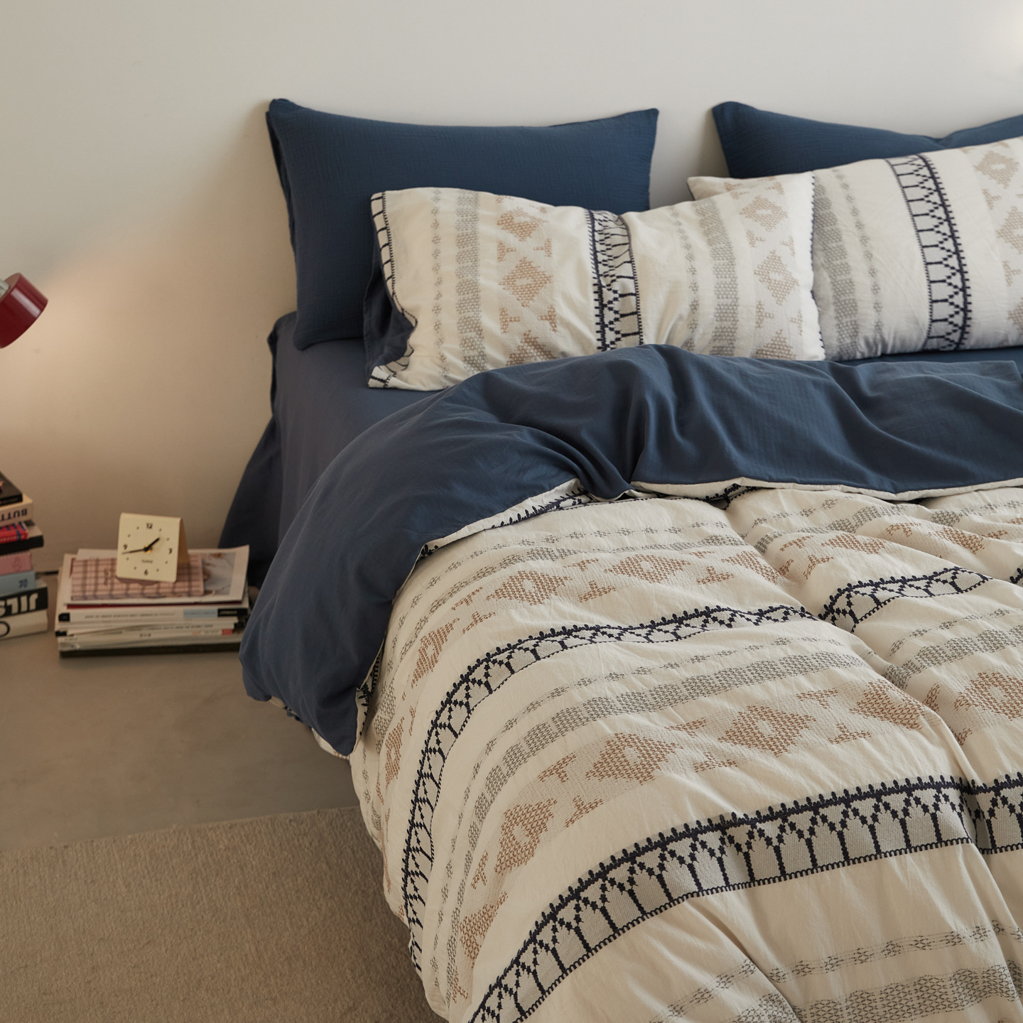 Conjunto de cama nórdico acolchoado fair isle em algodão_voghion.com